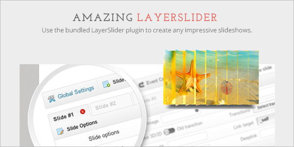 Amazing LayerSlider - Use the bundled LayerSlider plugin to create any impressive slideshows.